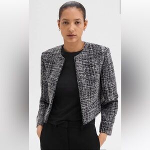 Theory Cropped Jacket in Mélange Tweed Size 8